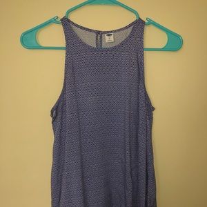 Blue patterned high necked sleeveless top